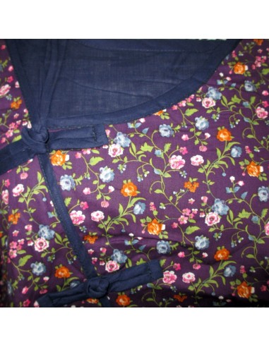 Tunique robe longue 2 pans superposés Liberty violet / bleu marine Tunique robe longue 2 pans superposés Liberty violet / bleu marine