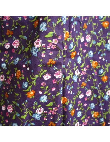 Tunique robe longue 2 pans superposés Liberty violet / bleu marine Tunique robe longue 2 pans superposés Liberty violet / bleu marine