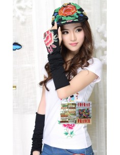 Mitaines brodées longues coton extensible broderie folk boho ethnique 2