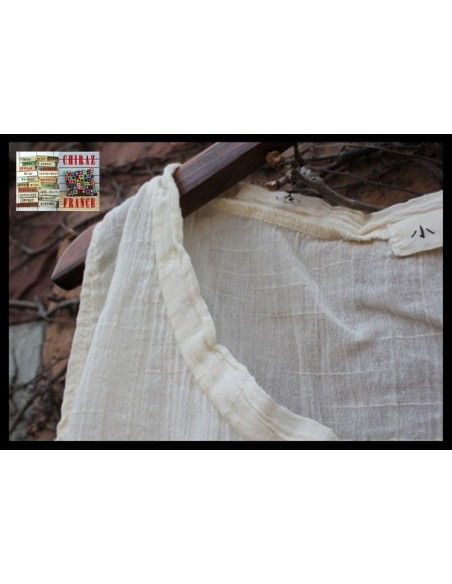 TOP débardeur léger coton graphique coupe trapèze BLEU ou ECRU boho ethnique folk XL