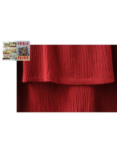 Tunique top LIN gaufré crepon ROUGE ou TAUPE col V fentes et dos long chic boho
