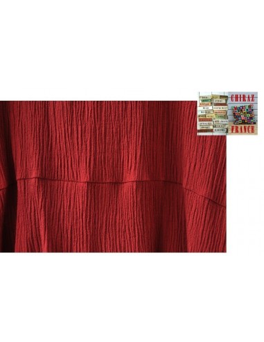 Tunique top LIN gaufré crepon ROUGE ou TAUPE col V fentes et dos long chic boho