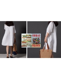 Tunique longue broderie relief tissu fleurs poches trapèze XL boho ethnique folk 2