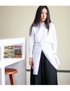 Chemisier strict blouse infirmier blanc popeline modulable créateur japonais 38-42 2