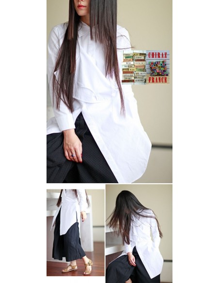 Chemisier strict blouse infirmier blanc popeline modulable créateur japonais 38-42
