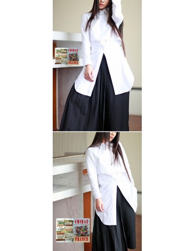 Chemisier strict blouse infirmier blanc popeline modulable créateur japonais 38-42