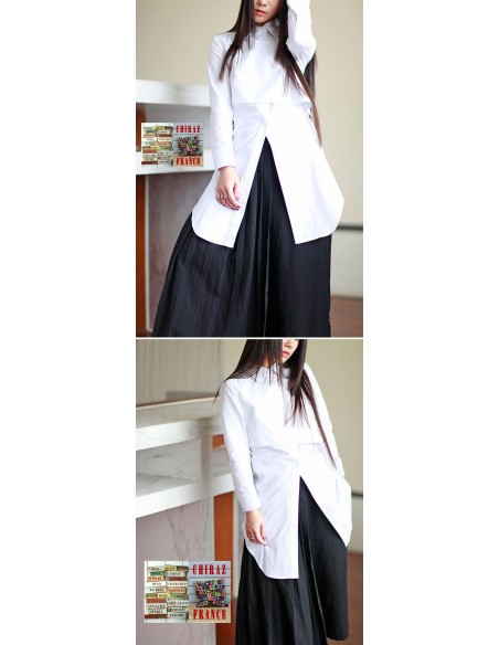 Chemisier strict blouse infirmier blanc popeline modulable créateur japonais 38-42
