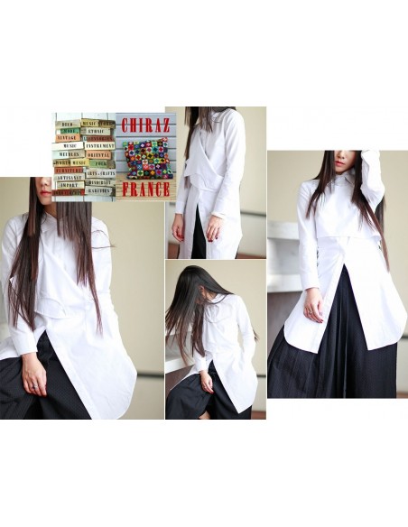 Chemisier strict blouse infirmier blanc popeline modulable créateur japonais 38-42