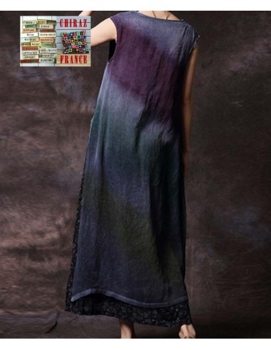 Robe longue sans manche tie dye superposition coupe trapèze voile de coton