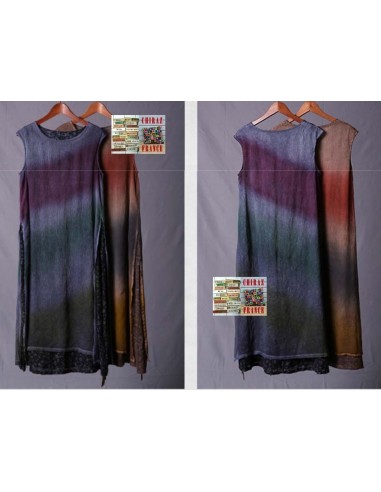 Robe longue sans manche tie dye superposition coupe trapèze voile de coton