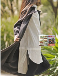 Chemise smocking blanc popeline classique revisité créateur japonais 42-44 2