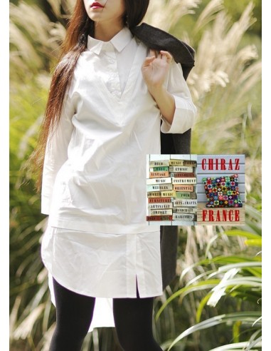 Chemise smocking blanc popeline classique revisité créateur japonais 42-44
