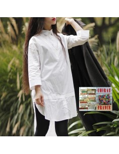 Chemise smocking blanc popeline classique revisité créateur japonais 42-44