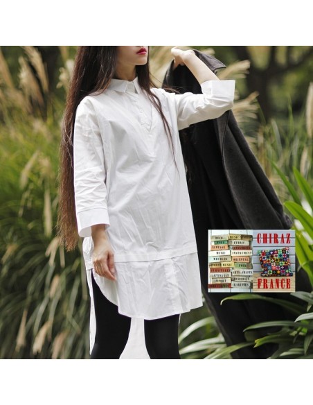 Chemise smocking blanc popeline classique revisité créateur japonais 42-44