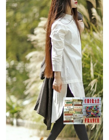 Chemise smocking blanc popeline classique revisité créateur japonais 42-44