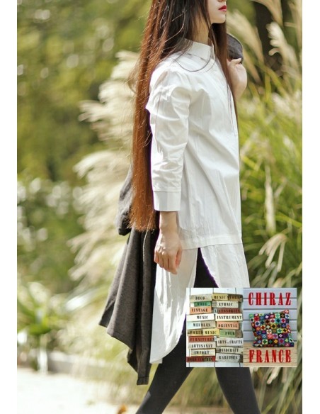Chemise smocking blanc popeline classique revisité créateur japonais 42-44