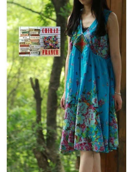 Robe trapèze courte écusson bijou ample coupe A  boho ethnique folk XL Robe trapèze courte écusson bijou ample coupe A  boho ethnique folk XL