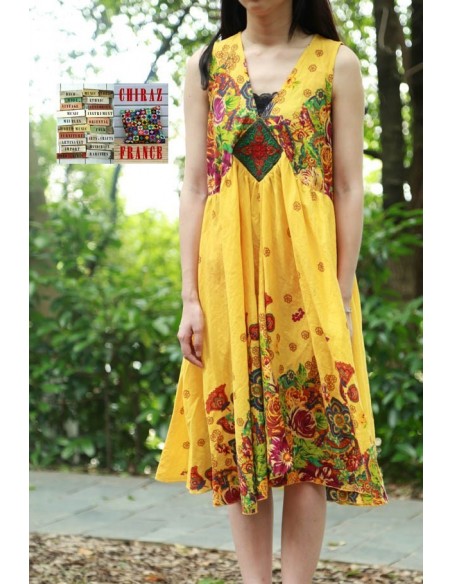 Robe trapèze courte écusson bijou ample coupe A  boho ethnique folk XL Robe trapèze courte écusson bijou ample coupe A  boho ethnique folk XL