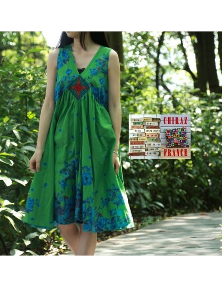 Robe trapèze courte écusson bijou ample coupe A  boho ethnique folk XL Robe trapèze courte écusson bijou ample coupe A  boho ethnique folk XL