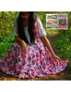 Jupe à volants déstructurée longue et large ROSE foulard assorti coton ample boho gipsy ethnique folk 2