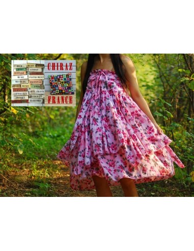 Jupe à volants déstructurée longue et large ROSE foulard assorti coton ample boho gipsy ethnique folk