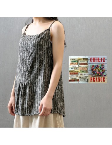 TOP débardeur chambray GRIS blanc fleuri coton glacé boho ethnique folk XL TOP débardeur chambray GRIS blanc fleuri coton glacé boho ethnique folk XL