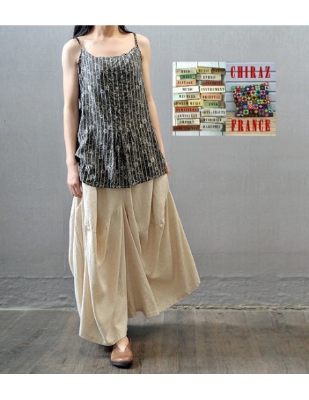 TOP débardeur chambray GRIS blanc fleuri coton glacé boho ethnique folk XL TOP débardeur chambray GRIS blanc fleuri coton glacé boho ethnique folk XL