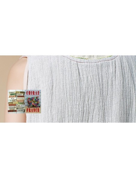 Tunique robe longue coupe trapèze coton gaufré double pans spirale brodé couleurs nature boho ethnique folk Tunique robe longue coupe trapèze coton gaufré double pans spirale brodé couleurs nature boho ethnique folk