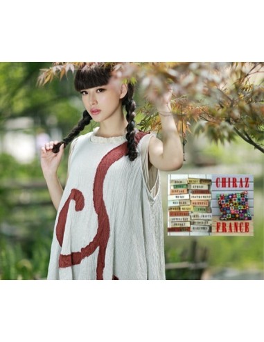 Tunique robe longue coupe trapèze coton gaufré double pans spirale brodé couleurs nature boho ethnique folk Tunique robe longue coupe trapèze coton gaufré double pans spirale brodé couleurs nature boho ethnique folk