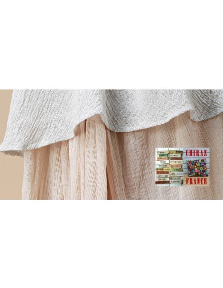 Tunique robe longue coupe trapèze coton gaufré double pans spirale brodé couleurs nature boho ethnique folk Tunique robe longue coupe trapèze coton gaufré double pans spirale brodé couleurs nature boho ethnique folk