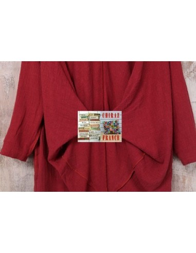 Tunique longue VIOLET destructurée coupe biais col V pans croisés effet poche boho ethnique