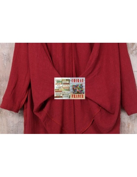 Tunique longue VIOLET destructurée coupe biais col V pans croisés effet poche boho ethnique