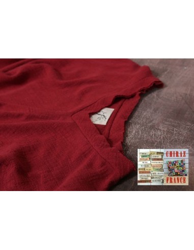 Tunique longue destructurée coupe biais col V pans croisés effet poche boho ethnique