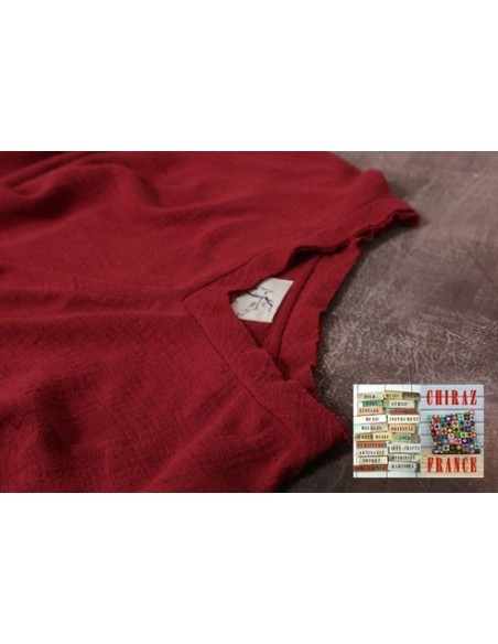 Tunique longue destructurée coupe biais col V pans croisés effet poche boho ethnique