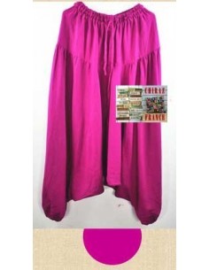 Pantalon large sarouel ROSE VIOLET LIN samouraï yoga boho ethnique folk 