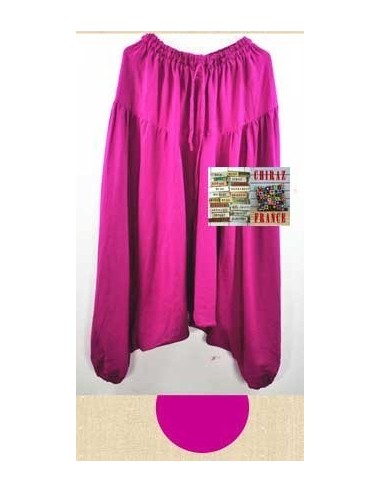 Pantalon large sarouel ROSE VIOLET LIN samouraï yoga boho ethnique folk 