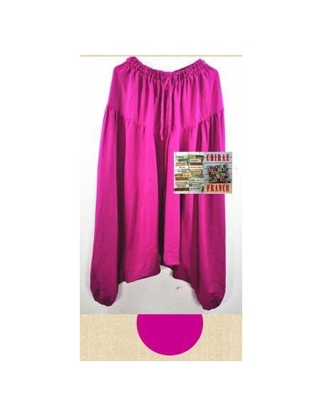 Pantalon large sarouel ROSE VIOLET LIN samouraï yoga boho ethnique folk 