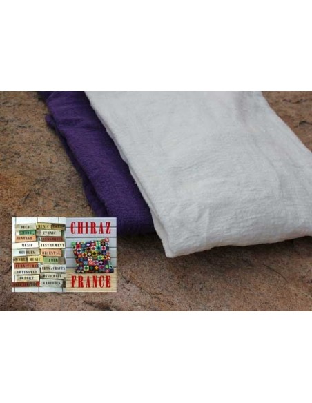 Tunique top LIN gaufré oversize encolure empiècement manches longues violet ou blanc 38 - 46