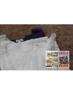 Tunique top LIN gaufré oversize encolure empiècement manches longues violet ou blanc 38 - 46 2