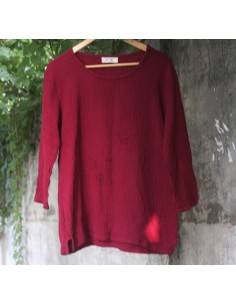 Tunique top coton double épaisseur gaufré oversize manches longues 38 - 46 boho 2