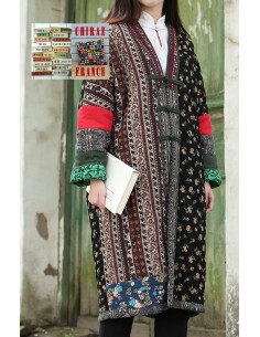 Manteau coton matelassé patchwork scrapbooking tissus trady boho artisan