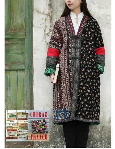 Manteau coton matelassé patchwork scrapbooking tissus trady boho artisan Manteau coton matelassé patchwork scrapbooking tissus trady boho artisan