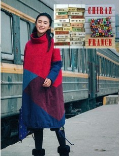 Tunique matelassée patchwork coupe trapèze bourgeon LIN boho ethnique folk XL 2