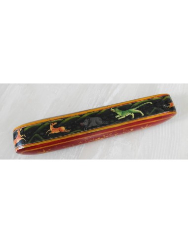Encrier peint main miniature vert tigre Kadjar