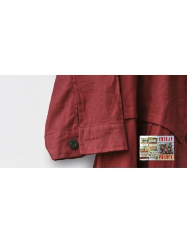 Chemise MARINE ou  BORDEAUX LIN oversize géométrique déstructuré LIN esprit japonais