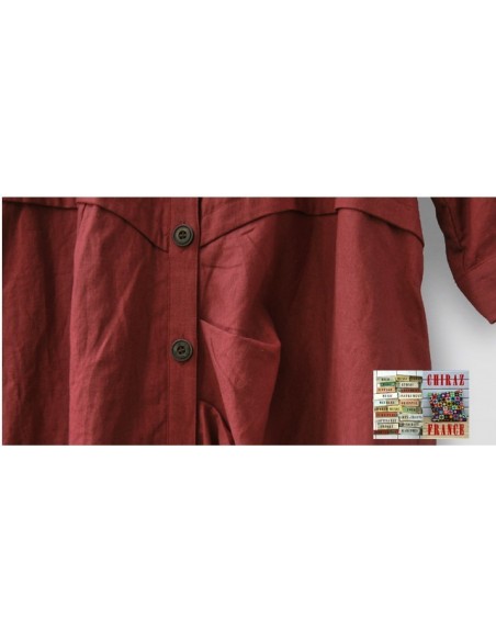 Chemise MARINE ou  BORDEAUX LIN oversize géométrique déstructuré LIN esprit japonais