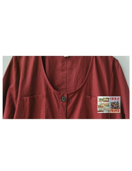 Chemise MARINE ou  BORDEAUX LIN oversize géométrique déstructuré LIN esprit japonais
