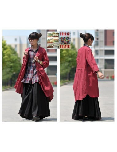 Chemise MARINE ou  BORDEAUX LIN oversize géométrique déstructuré LIN esprit japonais