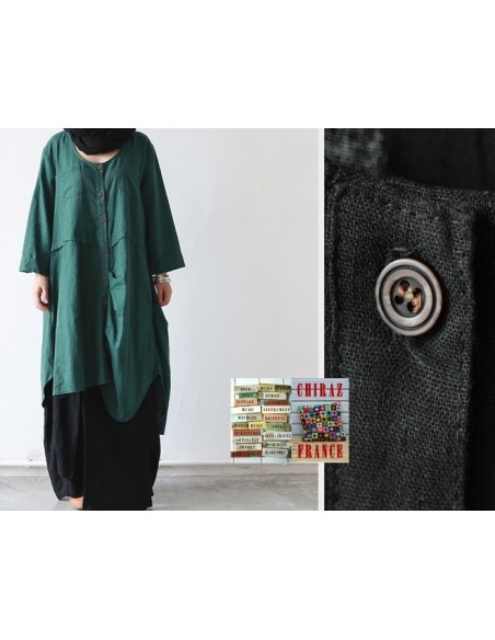 Chemise MARINE ou  NOIR LIN oversize géométrique déstructuré LIN esprit japonais