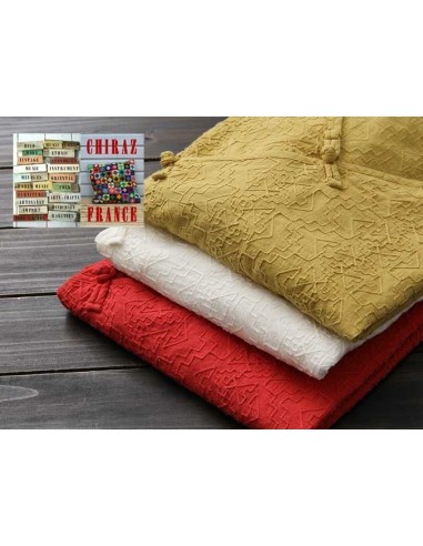 Tunique coton rebrodé col V pankou manches longues rouge dos long, blanc, jaune 38 - 44